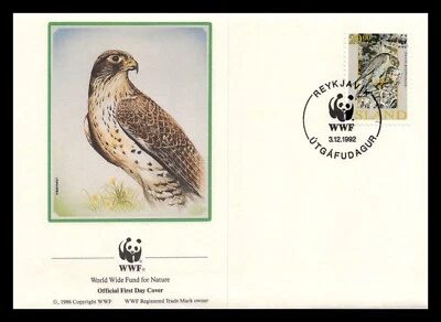 Iceland 1992 FDC, Gyrfalcon. 20kr. WWF. Nature. Maxi Card. Lot # 3. - Image 1 of 2