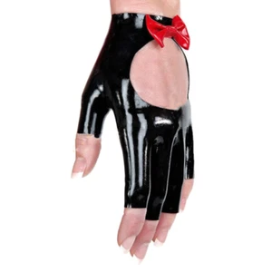 Women's Latex Gloves Fingerless Role Playing Gloves with Bow Decoration - Picture 1 of 1
