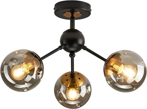 3-Light Chandelier ,Vintage Semi Flush Mount Ceiling Light Fixture with Glass Gl - Picture 1 of 10