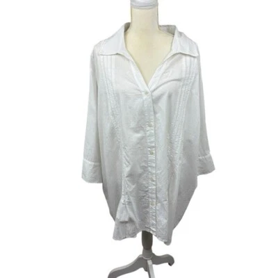 Blusa Main Street Blues talla 3X botones plisados negocios elegante verano nueva sin etiquetas Foto 1 de 4