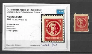 Sowjet. Besatzungszone "Thüringen 1945 Mi.Nr 97 AX bat mit Befund" Postfrisch - Bild 1 von 3