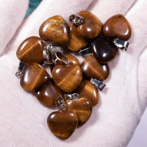 100 piezas Piedra Natural Ojo de Tigre 16 mm Corazón Piedras Preciosas Cuentas Colgantes Fabricación de Joyas - Imagen 1 de 6