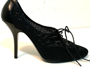 NWB PIERRE HARDY BLACK BOW AND FISHNET SHOES HEELS 1971 REPLICA SIZE 38.5/8.5 - Picture 1 of 4