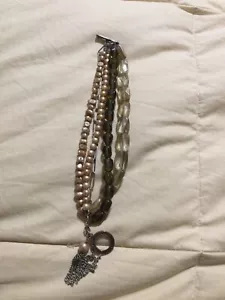 SILPADA SS KUPFER PERLEN RAUCHQUARZ SONNENSTEIN KNEBELVERSCHLUSS ARMBAND B1412 - Bild 1 von 3