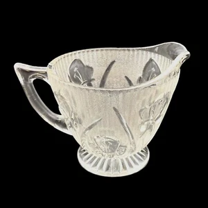Vtg Jeannette Glass Iris & Herringbone Clear Cream Creamer Pitcher Depression - Picture 1 of 12