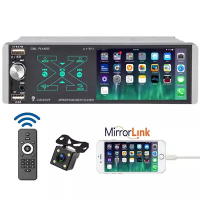 4.1" Single 1 DIN Touch Screen Car Stereo Radio Bluetooth MP5 Player USB/AUX+cam - Image 1 of 4