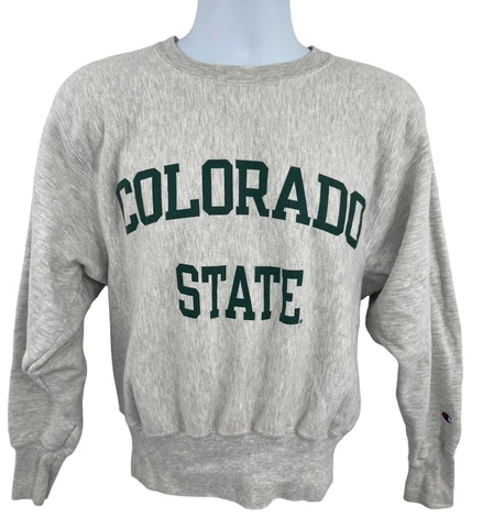 Vtg CSU Colorado State Champion Reverse Weave Gray Sweatshirt Adult Size Small Cover