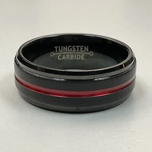 Tungsten Wedding Band Ring 8mm for Men Women, BLACK/RED CENTER - SIZE 9 - Picture 1 of 5