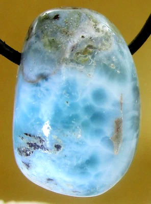 LARIMAR  XL Trommelstein  gebohrt  EDELSTEIN  ANHÄNGER  AA Qualität Nr.47 - Bild 1 von 2