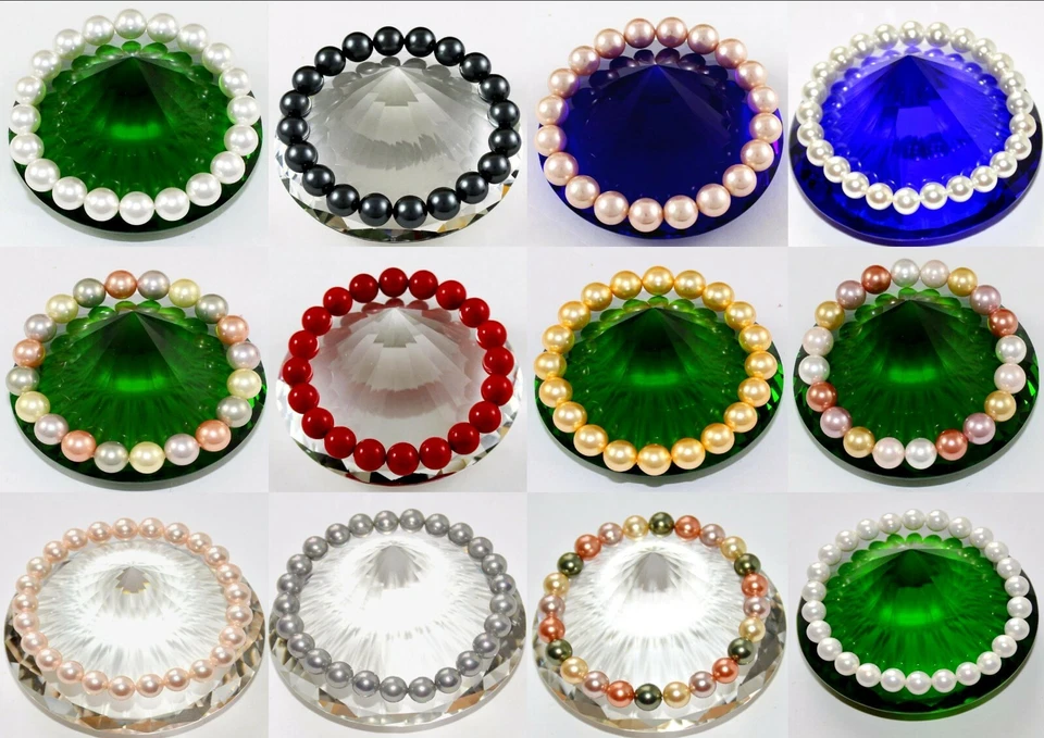 Armbänder,echte Muschelkern Perlen Arm-Band 17-24cm lang 1 St. P. Ø 8 &10 mm neu - Bild 1 von 1