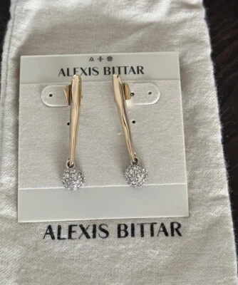 Pendientes colgantes 100 % auténticos Alexis Bittar oro lineal y pavé bola cristal Foto 1 de 4