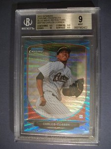 CARLOS CORREA 2013 Bowman Chrome Prospects Blue Wave Refractor BCP100 BGS MINT 9