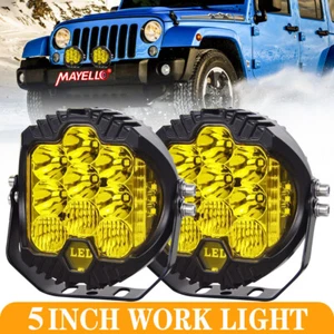 2PCS 5" Round LED Light Bar Spot Flood Combo Side Shoot UTV ATV AWD Offroad - Picture 1 of 9