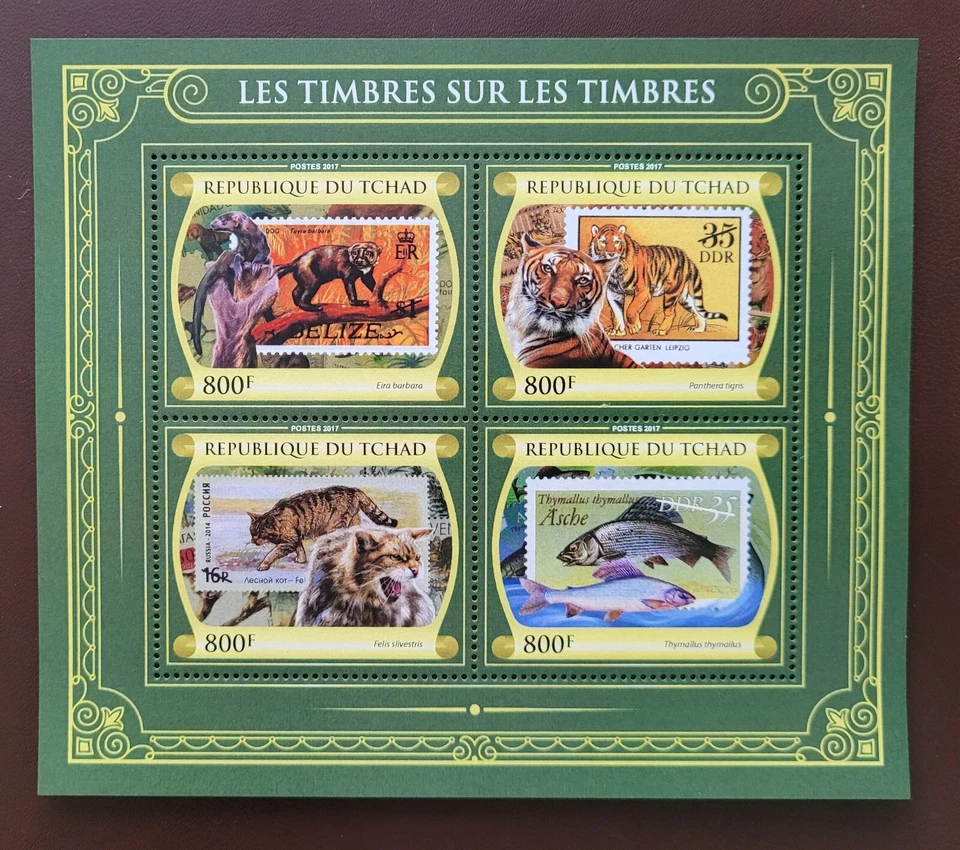 Chad 2017 / Animales en estampillas - Hirara, Wildcat... / 4v ms Foto 1 de 1