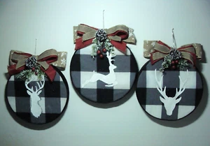 Conjunto de 3 adornos de Navidad para arpillera de franela de terciopelo estilo rústico casa de granja casa de Navidad - Imagen 1 de 6
