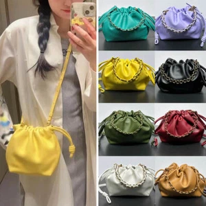 Kleine gerissene Echtleder Geldbörse Kordelzug Eimer Etui Clutch Umhängetasche Mode - Bild 1 von 41