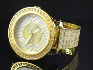 Mens Yellow Gold Over Steel Khronos/Joe Rodeo Custom Bezel& Band Diamond Watch - Picture 1 of 8