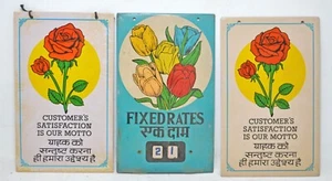Lot of 3 Vintage Iron Printed Small Decorative Wall Décor Signs Original Old - Picture 1 of 4