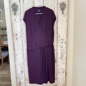 Chaps by Ralph Lauren Size 20 W Woman's Dark Purple Midi Sheath Career Dress - Picture 1 of 8