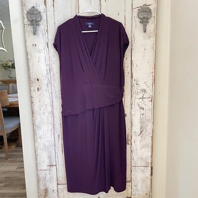 Chaps by Ralph Lauren Size 20 W Woman's Dark Purple Midi Sheath Career Dress - Image 1 of 4