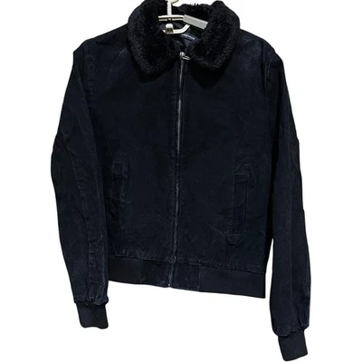 Jaqueta de couro feminina Brandy Melville tamanho único preta com zíper completo FLAW - Imagem 1 de 4