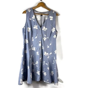 Universal Thread Damen Minikleid Größe 2XL Blau Blumen Knopfleiste Ärmellos - Bild 1 von 8