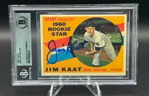 Carta Rookie firmata 1960 Topps #136 Jim Kaat 🔥 Autografo autentico Beckett 🔥 - Foto 1 di 5
