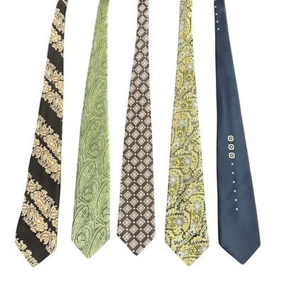 Lote de 5 corbatas geométricas vintage de Don Loper de California de los años 70 Foto 1 de 4