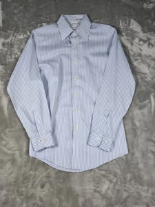 Brooks Brothers Herren Größe Small Anzughemd blau Knopfleiste Baumwolle gestreift - Bild 1 von 10