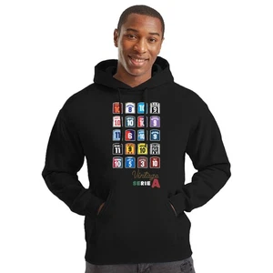 SERIE A FELPA HOODIE STADIO VINTAGE BLACK TIFOSO UOMO ULTRAS REGALO - Picture 1 of 7