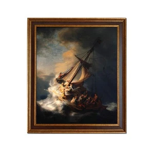 Der Sturm auf dem See Genezareth von Rembrandt Gemälde Druck auf Leinwand gerahmte Kunst - Bild 1 von 9