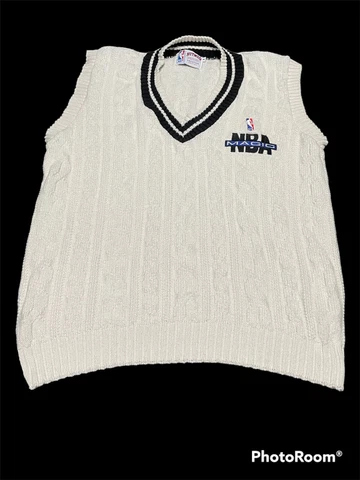 Vintage 90s Nutmeg NBA Orlando Magic Waffle Knit Sweater Vest USA Sz Medium M Cover