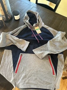 NWT Nike Therma-Fit Fleece Mens Hoodie Sweatshirt DD2112-451 XL Navy Red - Picture 1 of 5