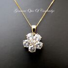 9k 9ct Gold Zircon Pendant Necklace 14" curb link trace chain Choker 2.8g