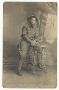 HANDSOME YOUNG MAN : UNIFORM : MEDALS (RPPC) - Picture 1 of 3