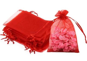100 Pcs Christmas Organza Bags Mesh Drawstring Gift Bags for Treats Party Favor - Picture 1 of 6