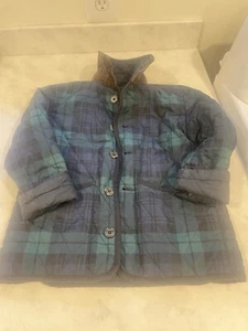 Ralph Lauren Polo Reversible Boys Navy Tartan Plaid Quilted Barn Jacket 5 VGUC - Picture 1 of 16