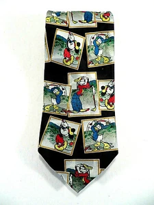 Disney Necktie Classic Tie Mickey Donald Goofy Golfing Atlas Design 100% Silk - Picture 1 of 7