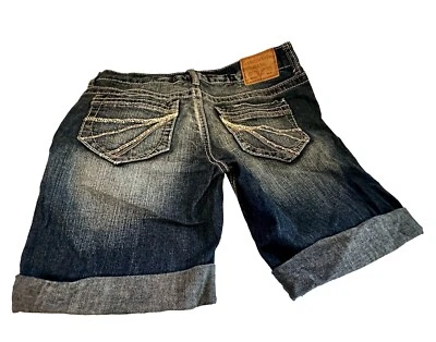 Amethyst Bermuda Cuffed Jean Shorts Stretch Size 7 Embroidered Pockets - EUC - Image 1 of 4