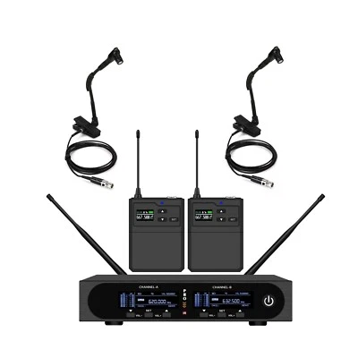 Dual Channels UHF Saxophone Trumpet Wireless Wind Instrument Microphone System - Image 1 of 4
