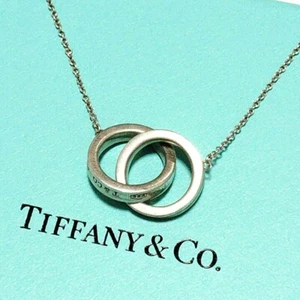 (N mint)TIFFANY&Co. 1837 Interlocking Circles Necklace Pendant Silver 925 NoBox - Picture 1 of 6