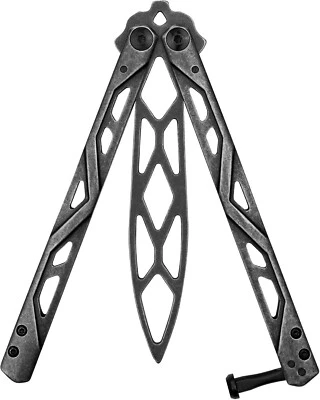 Faca borboleta preta premium aço inoxidável treinador com ponta arredondada segurança - Imagem 1 de 4