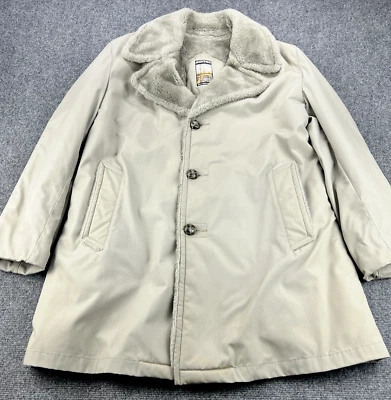 Vintage Mighty Mac Coat Mens Size 40 Out O’ Gloucester Sherpa Tan Khaki Jacket - Image 1 of 4