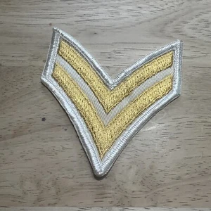 Corporal Rank Chevron Patch, US Army Navy with Gold stripes on White Patch - Picture 1 of 6