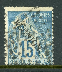 Reunion 1891 French Colonial Overprint 15¢ Blue VFU T471 - Picture 1 of 2