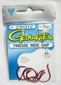 Gamakatsu Wacky Rig Finesse Wide Gap Red Wacky Rig Hooks - 2/0 230312 - Picture 1 of 2