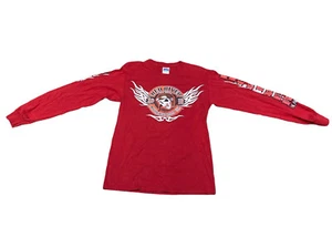 Red River New Mexico 2013 Motorcycle Rally Long Sleeve Red Tee w/ Skull Design - Picture 1 of 5