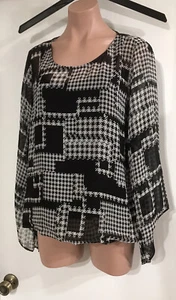 Alfani Women’s Black/White Blouse W/Noodle Strap Shirt Attached Sz Large - Picture 1 of 11
