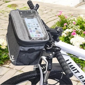 Bike Handlebar Bag Waterproof Bicycle Front Basket Cycling Organiser Touchscreen - Picture 1 of 7