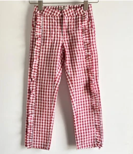 Zara girl's red/white gingham check trousers with ruffle on the front size 13/14 - Picture 1 of 12